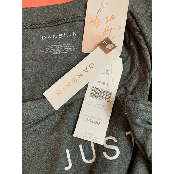 Danskin L Gray Zen Statement Short Sleeve Tee & Jogger Pants Lounge Set - Picture 4 of 4